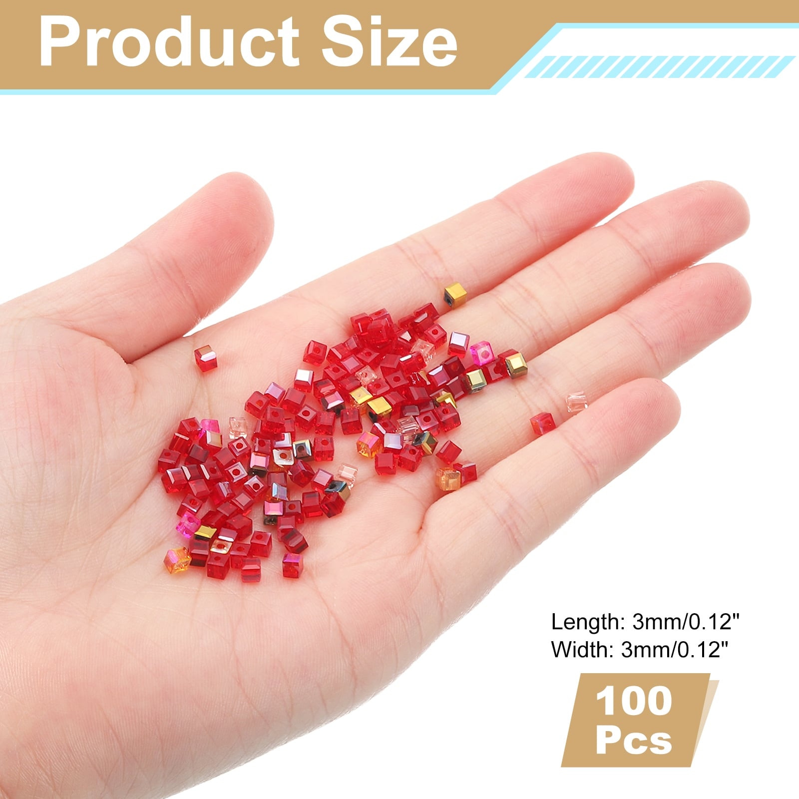 Crystal Cube Beads, Square Glass Beads Faceted Loose Spacer Bead for Bracelets Necklace Earring DIY Jewelry Making Craft