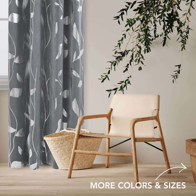 Velvet Curtains Room Darkening Silver Pattern Drapes 2 Panels