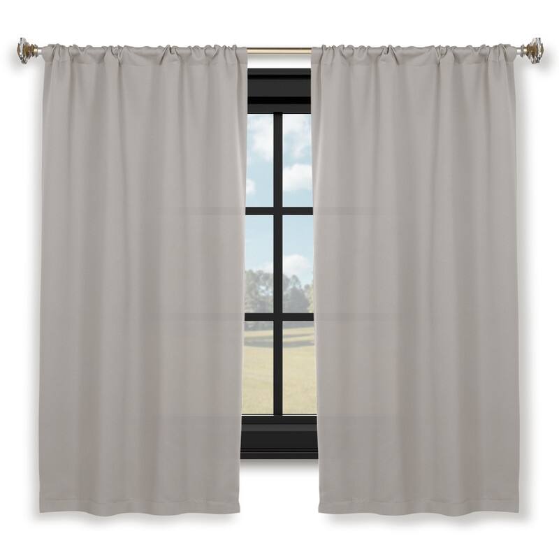 Superior Solid Machine Washable Room Darkening Semi-Blackout Curtains, Set of 2 - 30" X 54" - Chrome