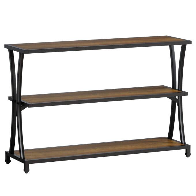 43" Small Console Table, Entryway Table With 3-Tier Storage Shelf