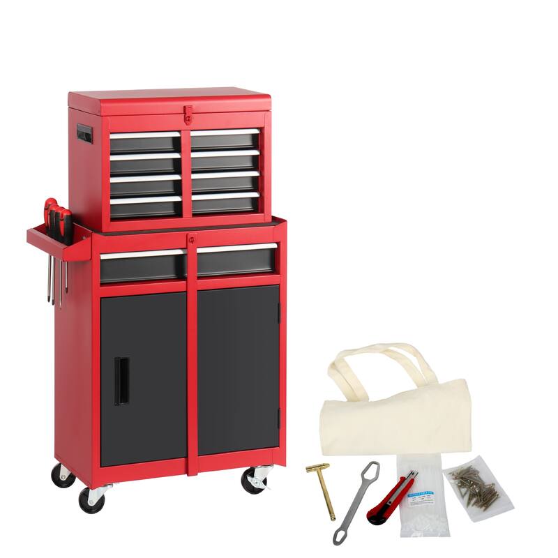 5-Drawer Rolling Tool Storage Cabinet with Detachable Top Tool Box