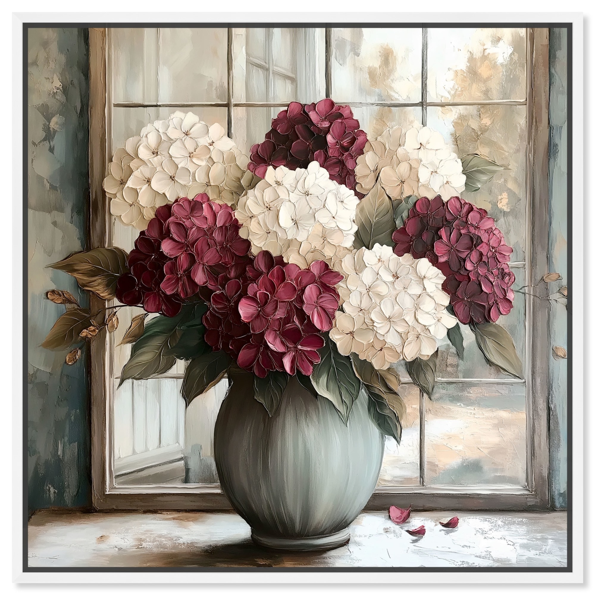 Window Wine Maroon Vase Canvas Floral Glam Art by Art Remedy
