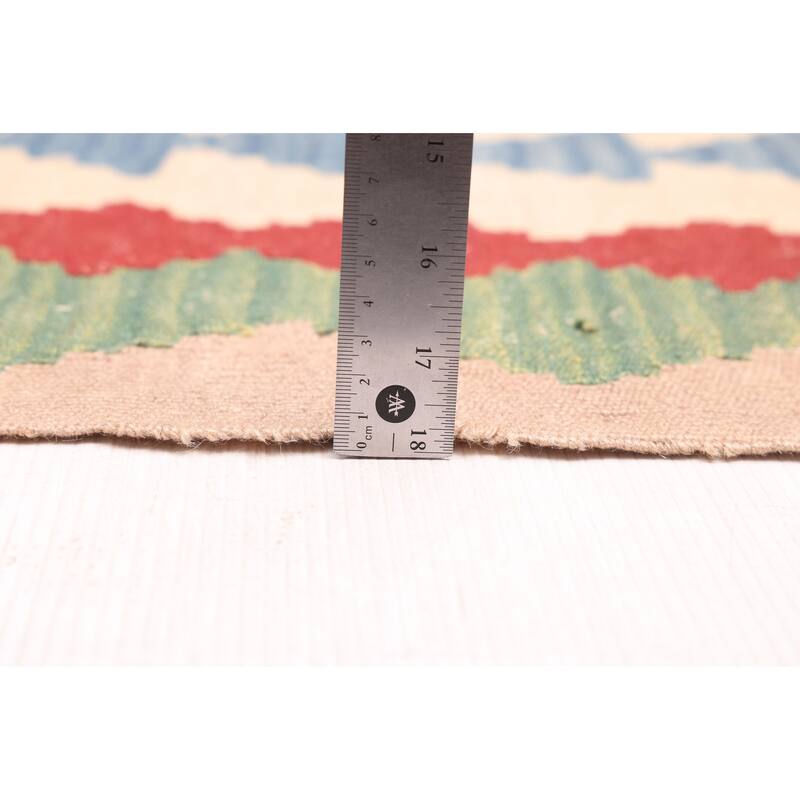 ECARPETGALLERY Flat-Weave Bold and Colorful Dark Red Wool Kilim - 3'10 x 6'0