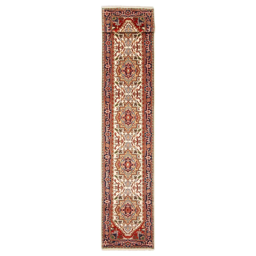 ECARPETGALLERY Hand-knotted Serapi Heritage Ivory Wool Rug - 2'7 x 29'9