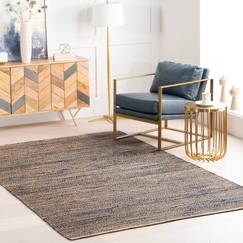 Home Conservatory Striped Handwoven Jute Area Rug