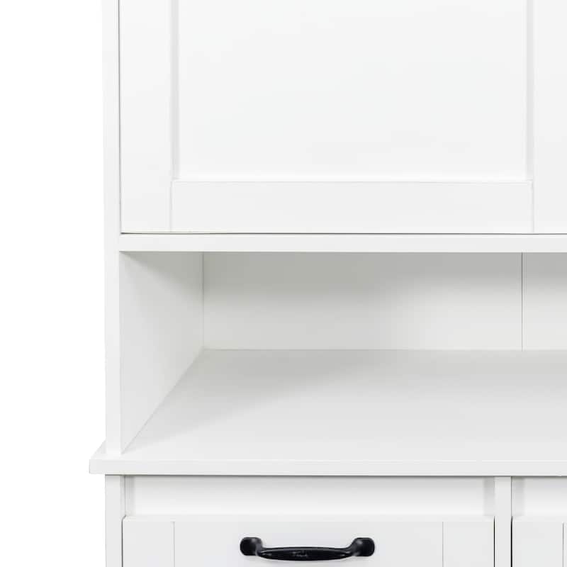 GDFStudio - 63" Freestanding Laundry Storage Cabinet with Tilt-Out Hampers, 4 Layer Open & Adjustable Shelving - Open shelf