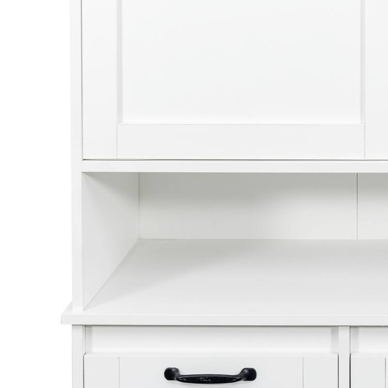Roomfitters Laundry Cabinet with Doors and Tilt-Out Hampers, Adjustable Shelves and Multiple Storage Compartments, White