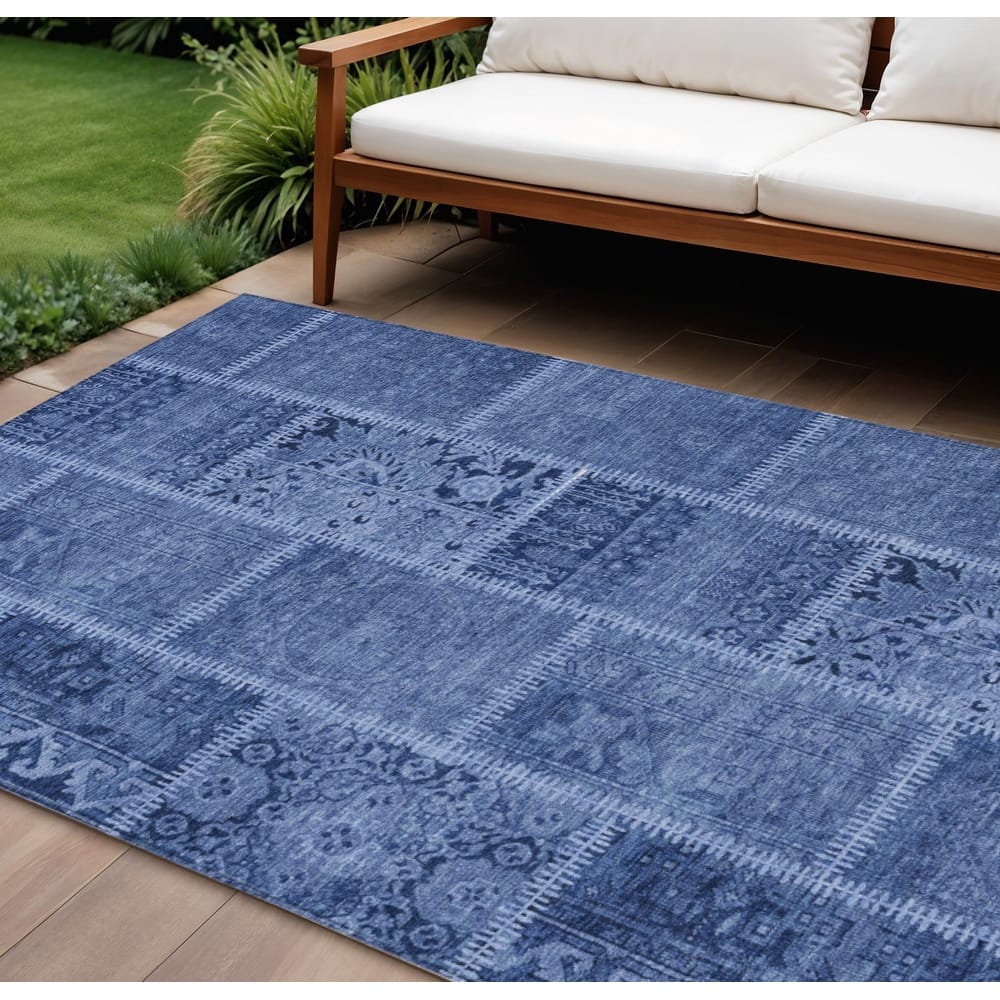 HomeRoots Patchwork Transitional Rectangle Outdoor Rug