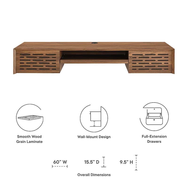 Merit 60" Wall Mount Wood Office Desk