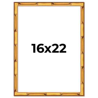 16x22 Frame Gold Bamboo Picture Frame Modern Photo Frame Includes UV Acrylic Shatter Guard Front Acid Free Foam Backing Board