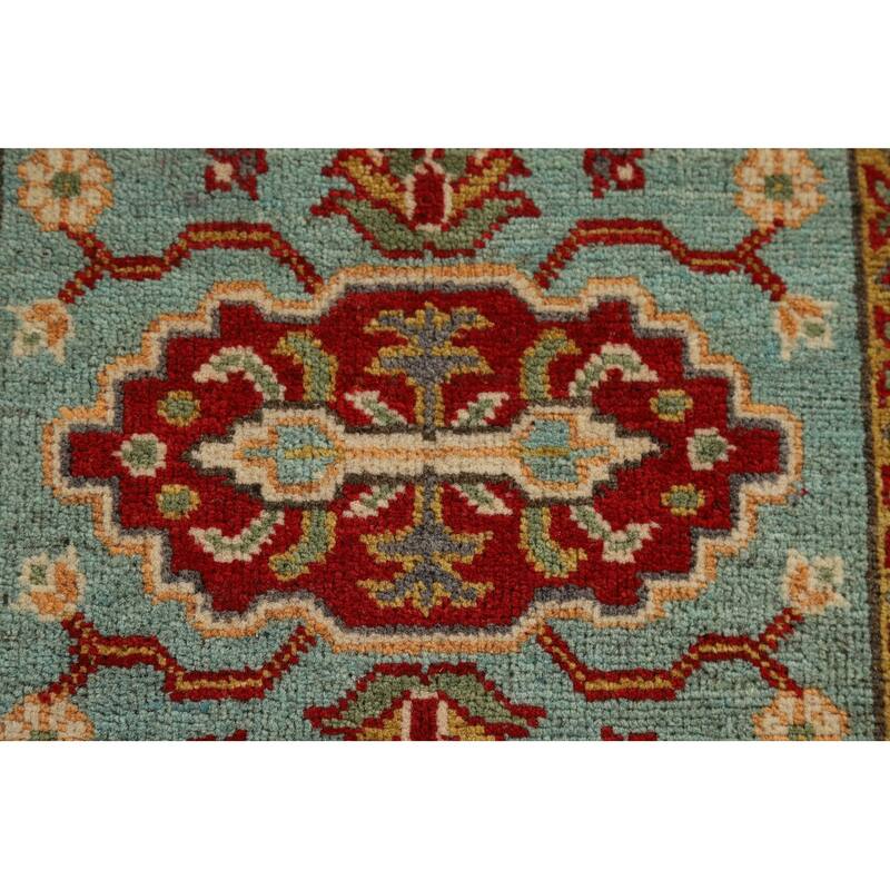 Turquoise Kazak Oriental Accent Rug Hand-Knotted Wool Carpet - 2'7" x 4'1"