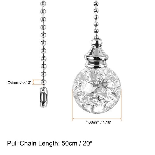 20 Inch Ceiling Fan Pull Chain Extension Ice Cracked Crystal Ball 2Pcs