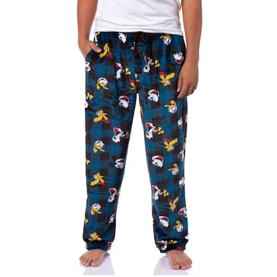 Mickey Mouse Pajama Pants Disney Mickey & Friends Men's Character Fleece Lounge Sleep Pajama Pants w Side Pockets