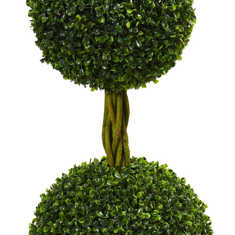 Modern Topiary Tree 4ft - Artificial Double Ball Tree Indoor Outdoor Decor - Green - 51-60 Inches