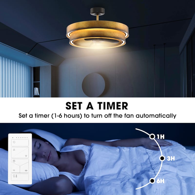 Perimost 31.5" Rustic 3-Blade Fandelier Dimmable Ceiling Fan with Light and Remote
