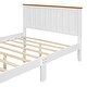 preview thumbnail 20 of 18, Full Size Wood Platform Bed Wooden Slat Support, Vintage Simple Bed Frame with Rectangular Headboard and Footboard, Grey