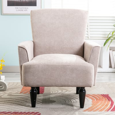 Classic Living Room Accent Armchair Linen Upholstered Couch Furniture