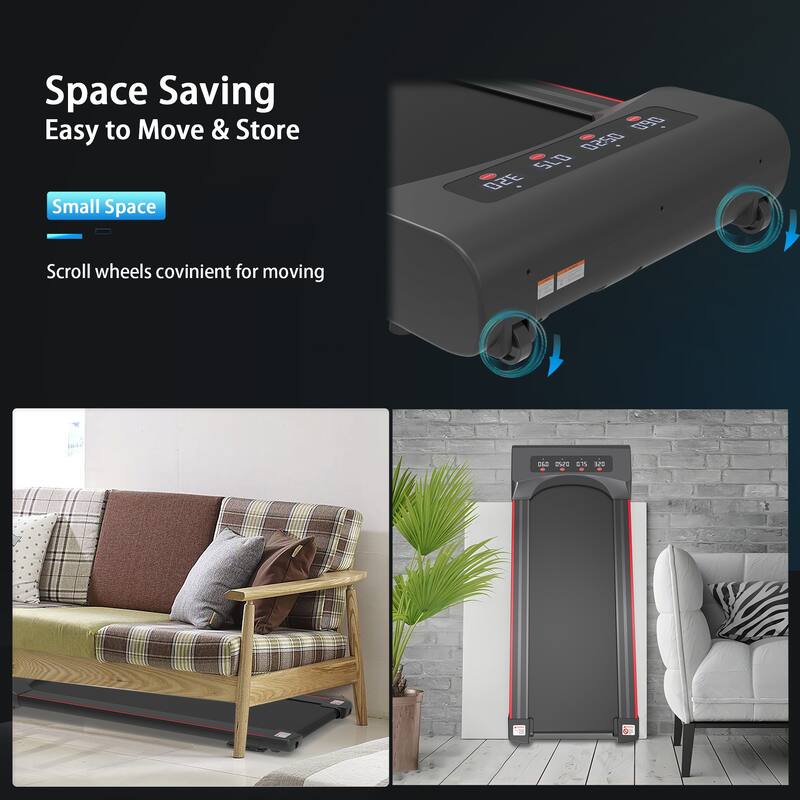 2.5HP Under Desk Walking Pad Treadmill Portable Walking Jogging Treadmill Compact Mini Treadmill with 5-Layer Cushioning