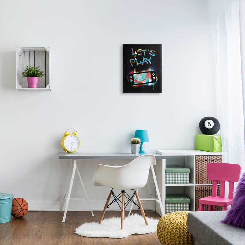 Stupell Let's Play Video Games Neon Street Style Canvas Wall Art, Design by Victoria Barnes