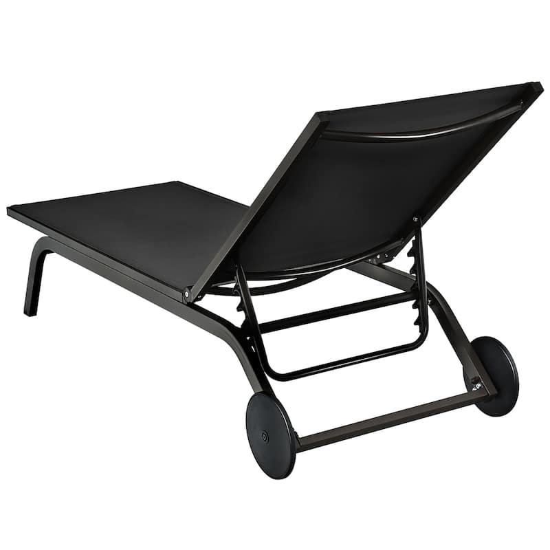 Costway Outdoor Lounge Chair Chaise Reclining Aluminum Fabric - See Details