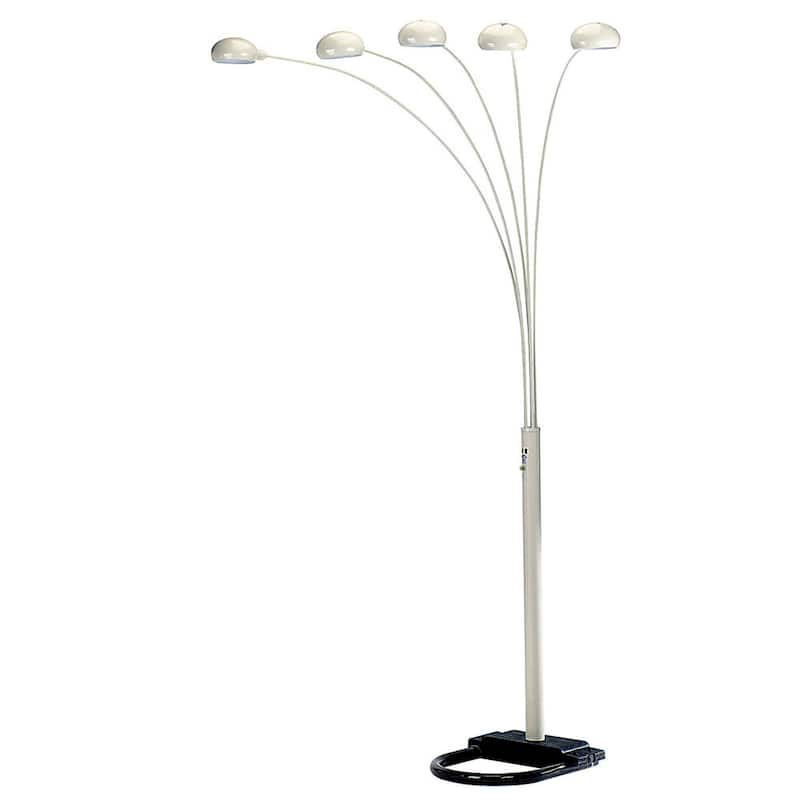 HomeRoots 84" White Five Light Arc Floor Lamp With White Dome Shade - 45