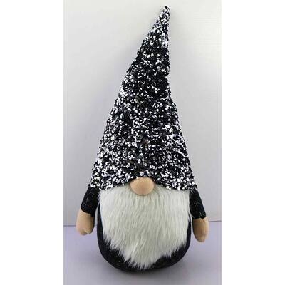 24" Glittery Black and White Sparkle Gnome