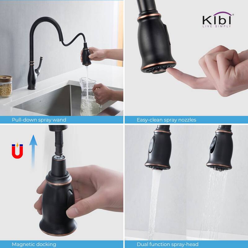 Summit Single Handle Pull Down Kitchen Sink Faucet with Soap Dispenser