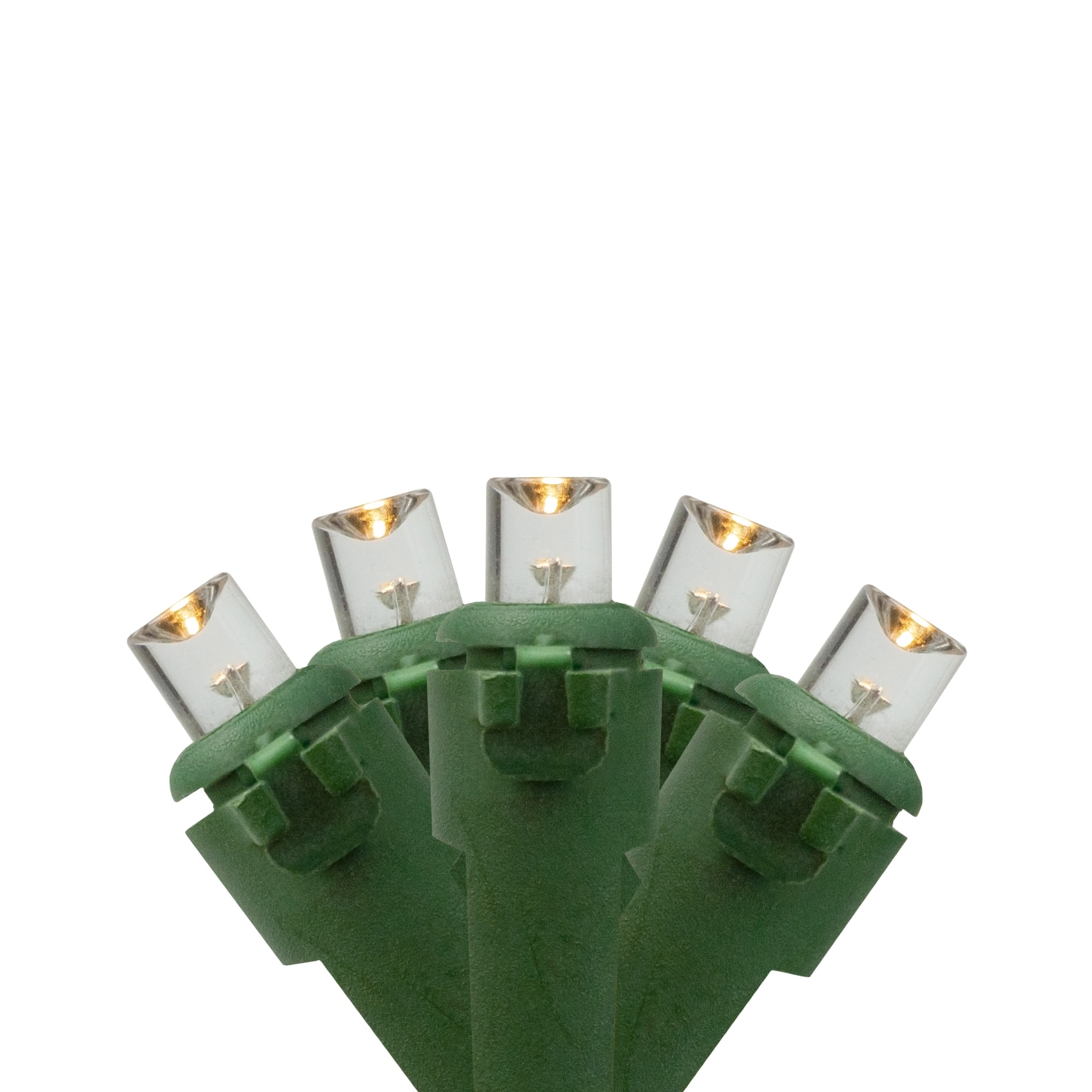 20 Battery Operated Warm White Wide Angle LED Christmas Lights - 9.5 ft Green Wire - 9.5'