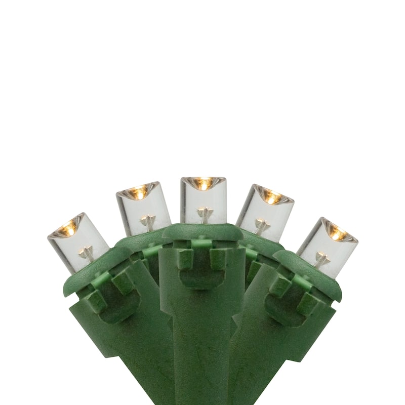 20 Battery Operated White LED Christmas Lights - 9.5 ft, Green Wire