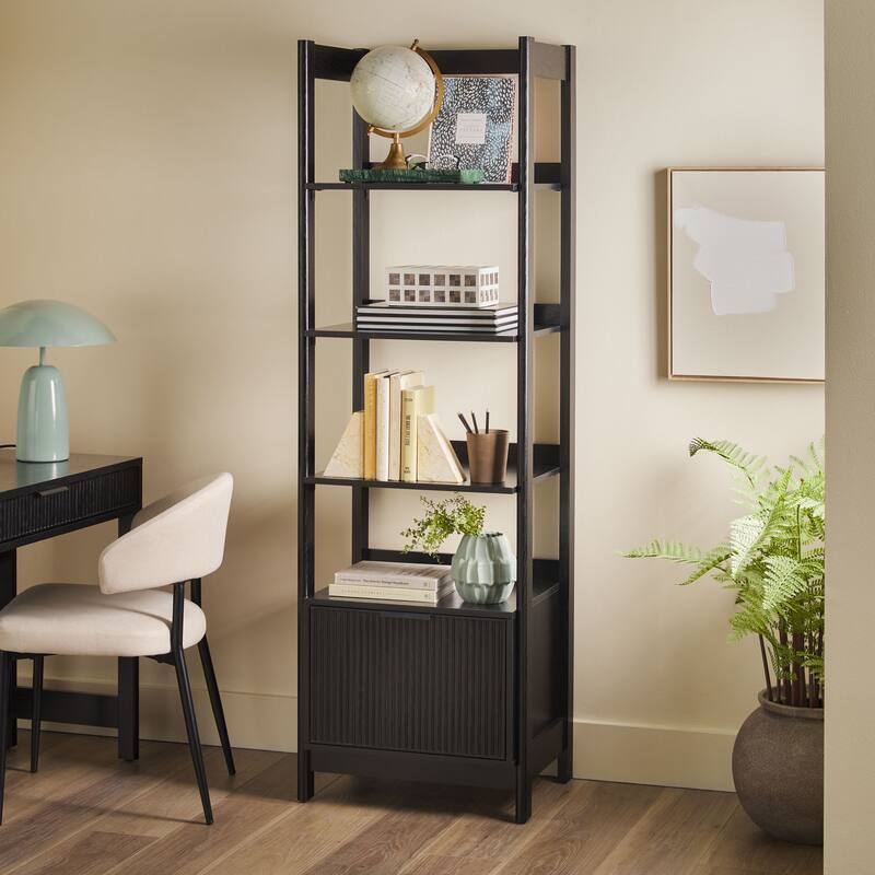 Middlebrook Designs 22" Narrow Bookshelf with Drawer - Black