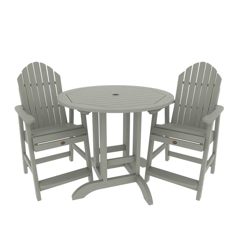 Highwood Commercial 3-Piece Adirondack 36" Bistro Counter Height Dining Set - Eucalyptus
