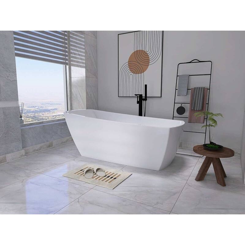 Peter Soaking Single Slipper Rectangular Bathtub in Glossy White