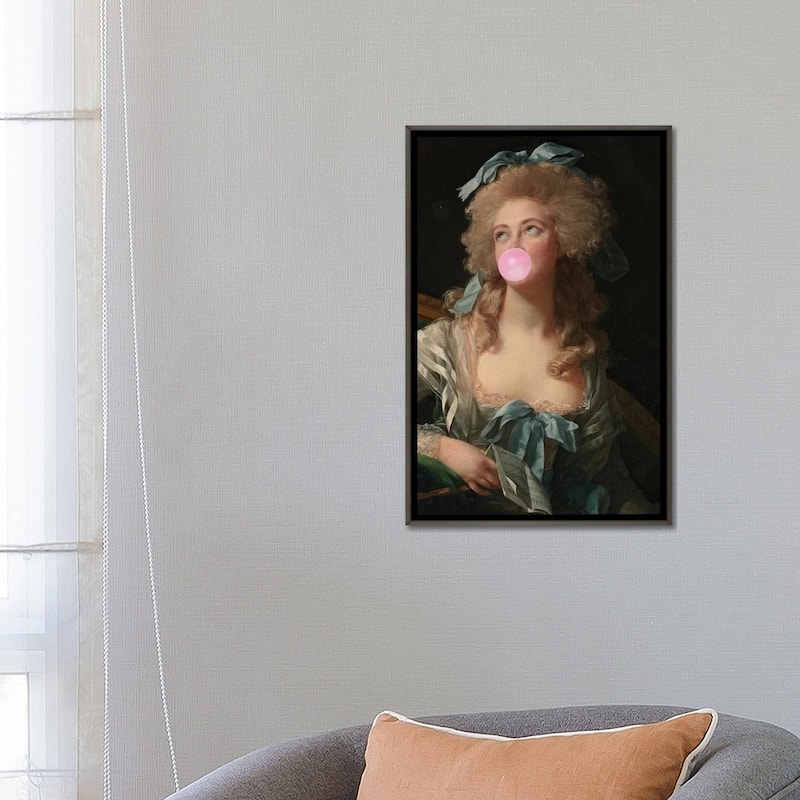 iCanvas "Bubble Gum Blowing Madame" by Grace Digital Art Co Framed
