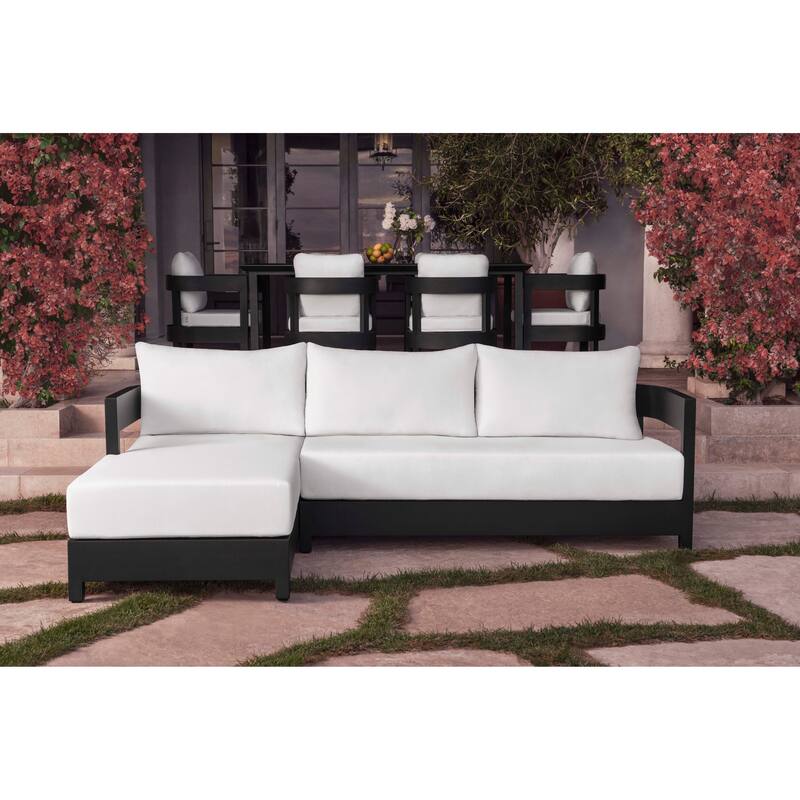 Abbyson Outdoor Santorini Modern Aluminum Sectional with Sunbrella Cushion