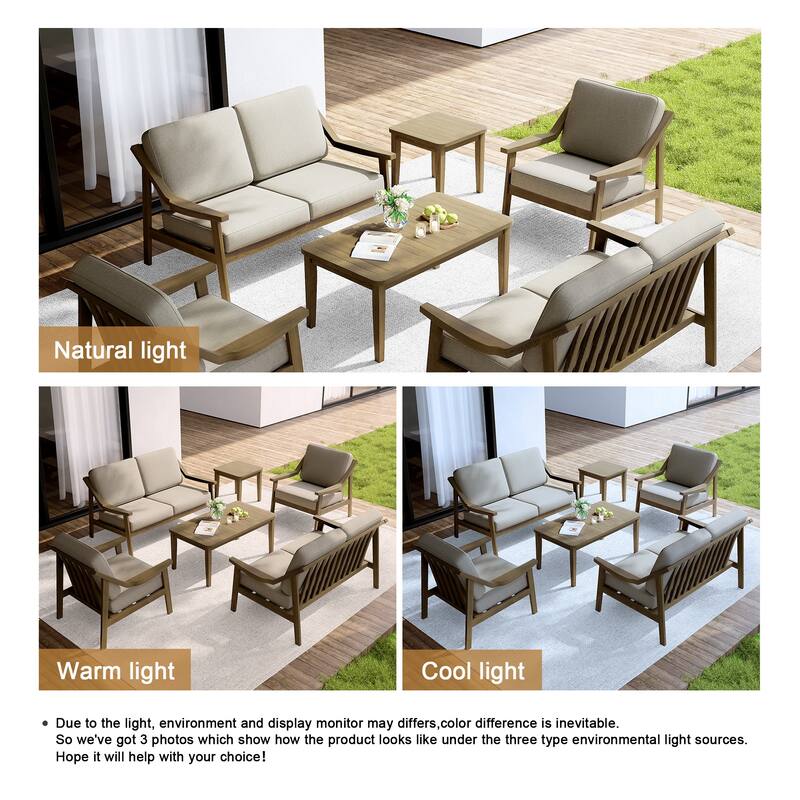 Outdoor Conversation 6 Seater Patio Chat Set with Cushions and Table