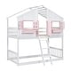 preview thumbnail 5 of 7, Twin over Twin House Bunk Bed with Roof Window Door with Safety Guardrails and Ladder, Natural/White