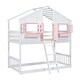 preview thumbnail 5 of 7, Twin over Twin Kids Bed Bunk Bed with Ladder, Pink/White