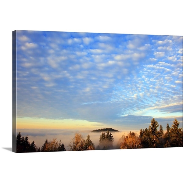 "sunrise through morning fog" Canvas Wall Art