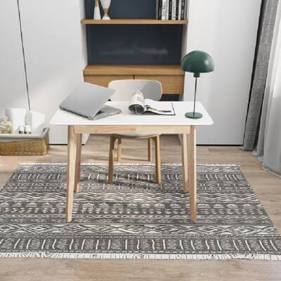 White Desk with Glossy Top Bedroom, Home Office Classic Study Desk Adult/Student Solid Rubber Wood Legs