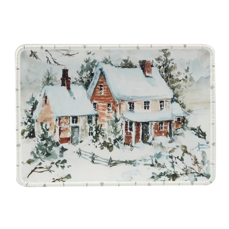 Certified International Winter Frost Rectangular Platter 14" x 10" - 14" x 10.25" x 1.25"