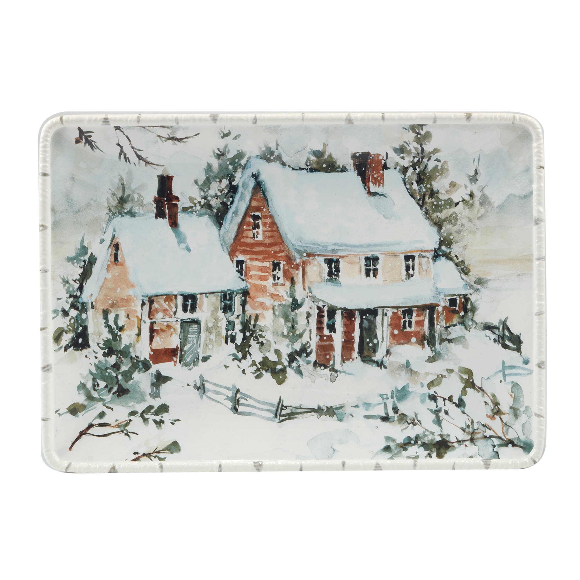 Certified International Winter Frost Rectangular Platter 14" x 10" - 14" x 10.25" x 1.25"