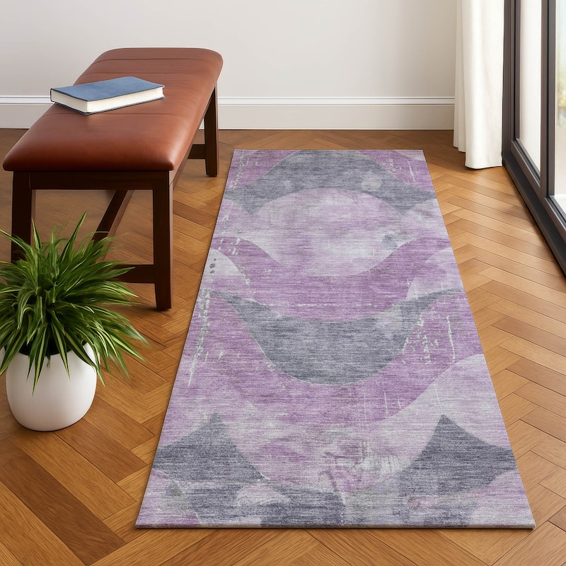 Premium Washable Super Soft Contemporary Mayfield Rug - Lavender - 2'3" x 7'6"