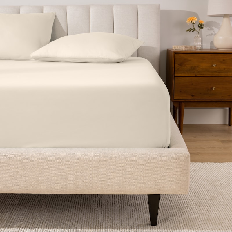 Bare Home Organic Cotton Percale Fitted Bottom Sheet