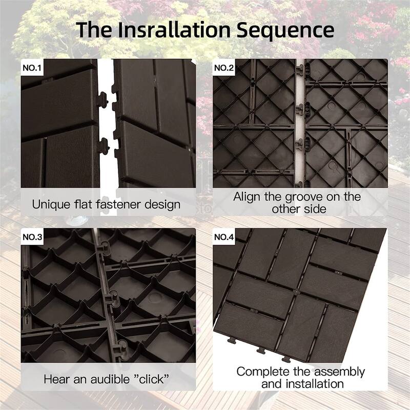 12"x12" Patio Square Composite Interlocking Decking Tiles (Pack of 27)