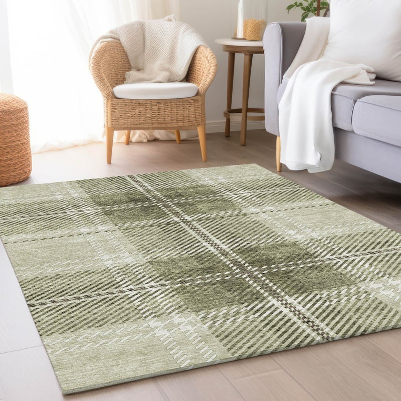 Premium Washable Super Soft Plaid Mayfield Rug - Aloe - 3' x 5'