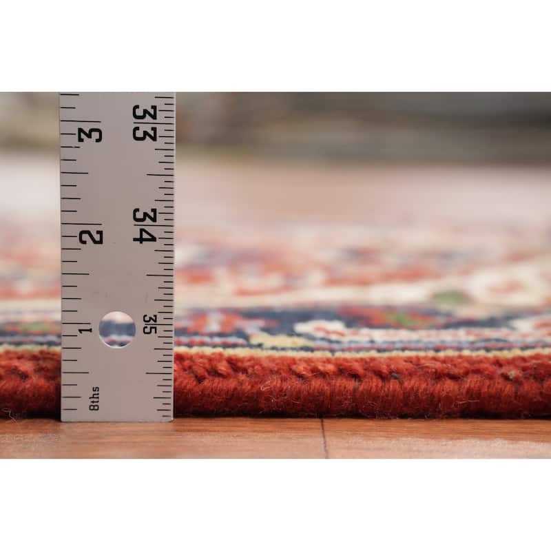Hand Knotted Oriental 100% Wool Carpet Traditional Medallion Oranges & Rust Heriz (serapi) Area Rug - 3' 0'' X 2' 0''