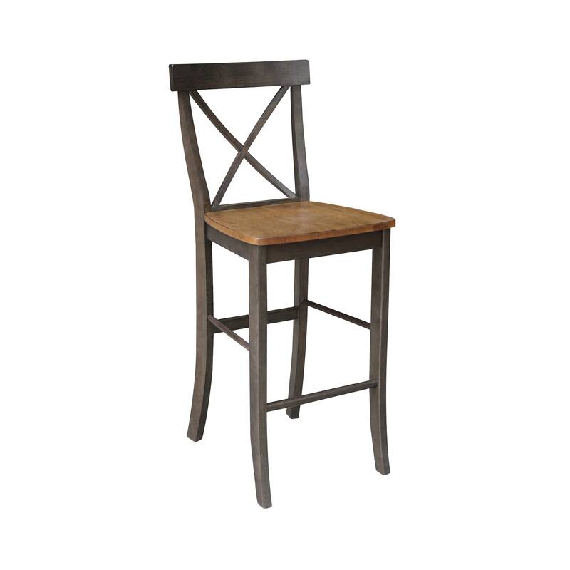 42 in. Round Dual Drop Leaf Bar Height Dining Table with 2 X-back Stools - 3 Piece Set