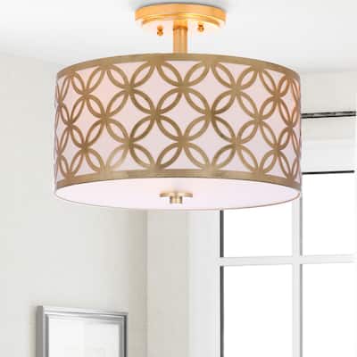 SAFAVIEH Lighting Cecily 3-light Gold Leaf Flush Mount - 15" x 15" x 10.5"