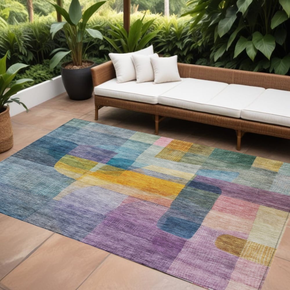 HomeRoots Abstract Transitional Rectangle Outdoor Rug