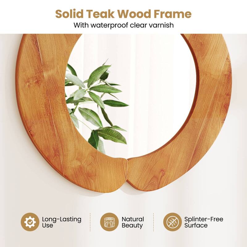 Costway Irregular Wall Mirror 29 Inch Rustic Hanging Vanity Mirror - Natural - See Details